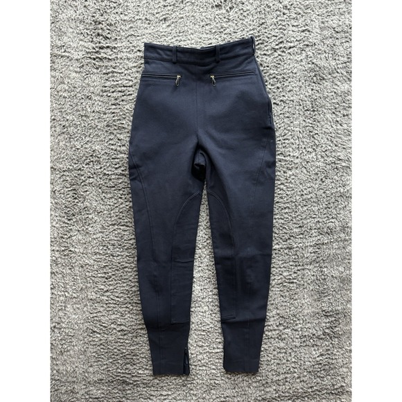 Vintage Hermes Horse Riding Navy Equestrian Gold Button Ankle Pants Size‎ 38 - Picture 1 of 12